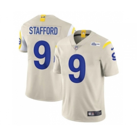 Men's Los Angeles Rams #9 Matthew Stafford Bone Stitched Football Limited Jersey