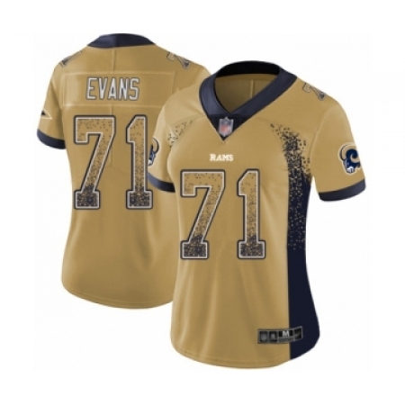 Women's Los Angeles Rams #71 Bobby Evans Limited Gold Rush Drift Fashion Football Jersey