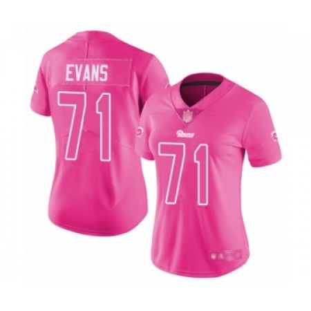 Women's Los Angeles Rams #71 Bobby Evans Limited Pink Rush Fashion Football Jersey