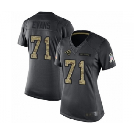Women's Los Angeles Rams #71 Bobby Evans Limited Black 2016 Salute to Service Football Jersey