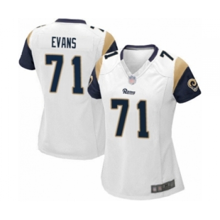 Women's Los Angeles Rams #71 Bobby Evans Game White Football Jersey