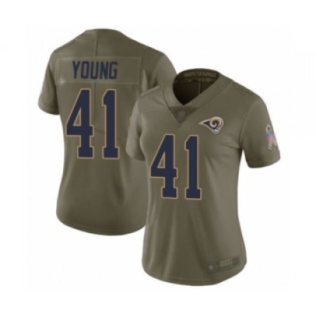 Women's Los Angeles Rams #41 Kenny Young Limited Olive 2017 Salute to Service Football Jersey