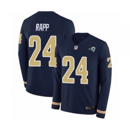 Youth Los Angeles Rams #24 Taylor Rapp Limited Navy Blue Therma Long Sleeve Football Jersey