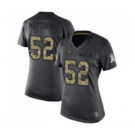 Women's Los Angeles Rams #52 Clay Matthews Limited Black 2016 Salute to Service Football Jersey