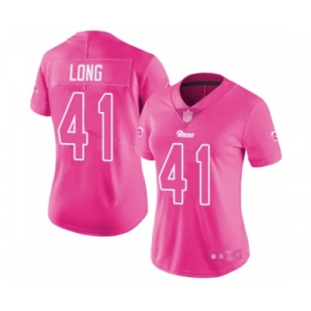 Women's Los Angeles Rams #41 David Long Limited Pink Rush Fashion Football Jersey