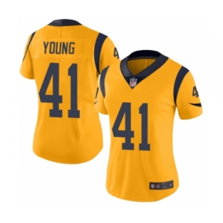Women's Los Angeles Rams #41 Kenny Young Limited Gold Rush Vapor Untouchable Football Jersey