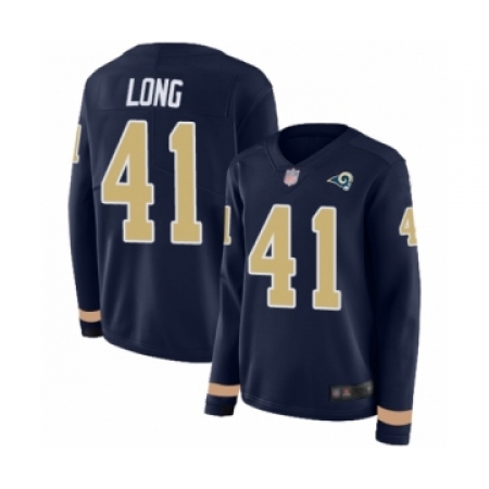Women's Los Angeles Rams #41 David Long Limited Navy Blue Therma Long Sleeve Football Jersey