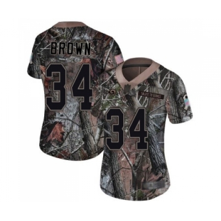 Women's Los Angeles Rams #34 Malcolm Brown Camo Rush Realtree Limited Football Jersey