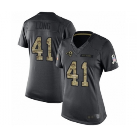 Women's Los Angeles Rams #41 David Long Limited Black 2016 Salute to Service Football Jersey