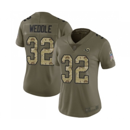 Women's Los Angeles Rams #32 Eric Weddle Limited Olive Camo 2017 Salute to Service Football Jersey