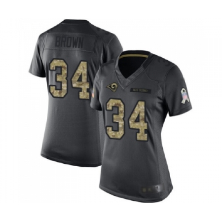 Women's Los Angeles Rams #34 Malcolm Brown Limited Black 2016 Salute to Service Football Jersey