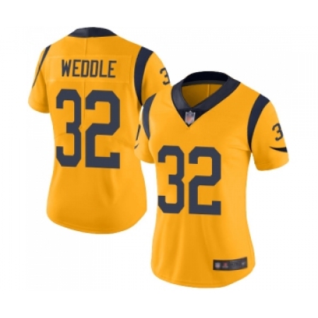 Women's Los Angeles Rams #32 Eric Weddle Limited Gold Rush Vapor Untouchable Football Jersey