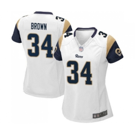 Women's Los Angeles Rams #34 Malcolm Brown Game White Football Jersey