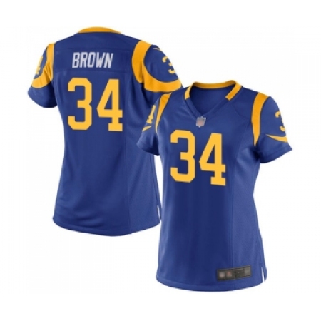 Women's Los Angeles Rams #34 Malcolm Brown Game Royal Blue Alternate Football Jersey