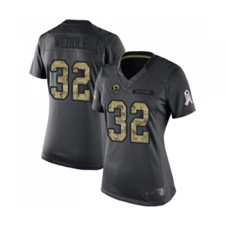 Women's Los Angeles Rams #32 Eric Weddle Limited Black 2016 Salute to Service Football Jersey