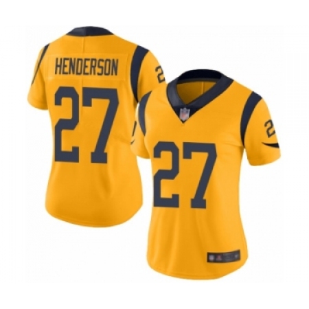 Women's Los Angeles Rams #27 Darrell Henderson Limited Gold Rush Vapor Untouchable Football Jersey