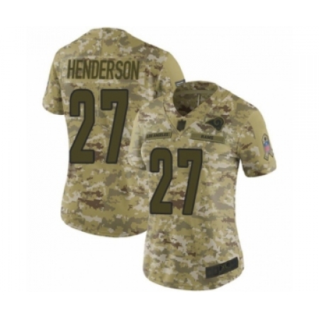 Women's Los Angeles Rams #27 Darrell Henderson Limited Camo 2018 Salute to Service Football Jersey