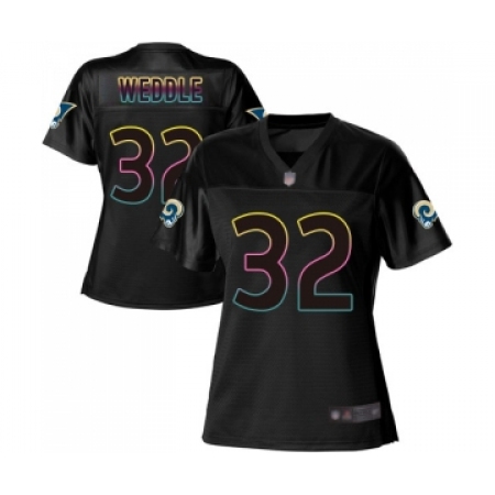 Women's Los Angeles Rams #32 Eric Weddle Game Black Fashion Football Jersey