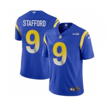 Men's Los Angeles Rams #9 Matthew Stafford Blue Bone Stitched Football Limited Jersey