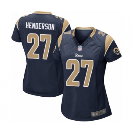 Women's Los Angeles Rams #27 Darrell Henderson Game Navy Blue Team Color Football Jersey