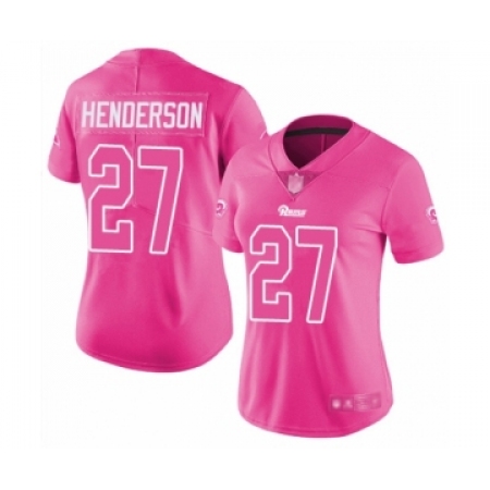 Women's Los Angeles Rams #27 Darrell Henderson Limited Pink Rush Fashion Football Jersey