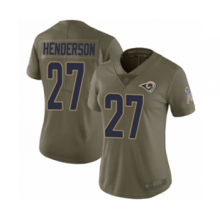 Women's Los Angeles Rams #27 Darrell Henderson Limited Olive 2017 Salute to Service Football Jersey