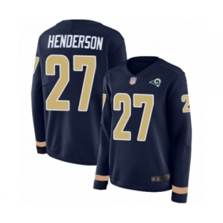 Women's Los Angeles Rams #27 Darrell Henderson Limited Navy Blue Therma Long Sleeve Football Jersey