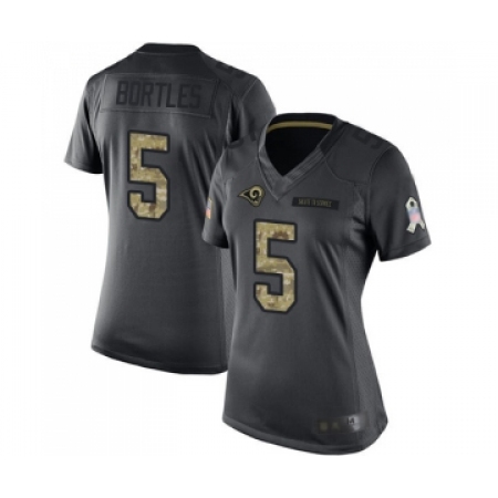 Women's Los Angeles Rams #5 Blake Bortles Limited Black 2016 Salute to Service Football Jersey