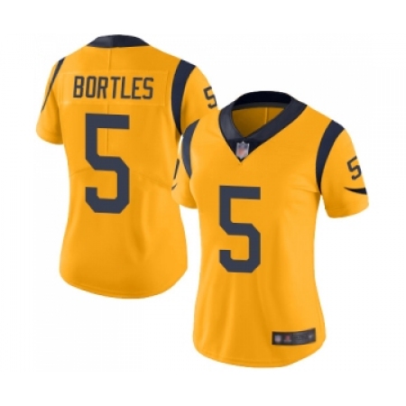 Women's Los Angeles Rams #5 Blake Bortles Limited Gold Rush Vapor Untouchable Football Jersey