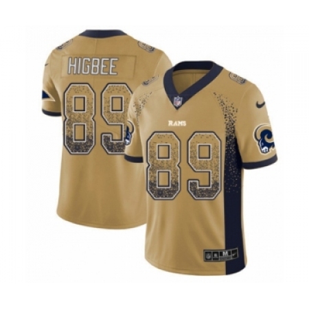 Men's Nike Los Angeles Rams #89 Tyler Higbee Limited Gold Rush Drift Fashion NFL Jersey