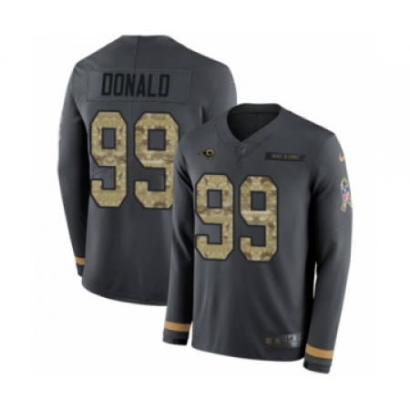 Men's Nike Los Angeles Rams #99 Aaron Donald Limited Black Salute to Service Therma Long Sleeve NFL Jersey