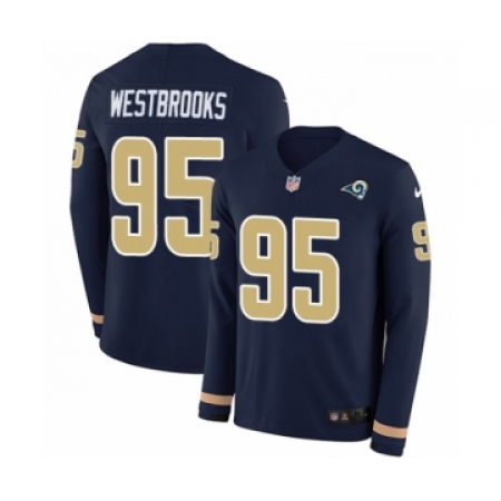 Men's Nike Los Angeles Rams #95 Ethan Westbrooks Limited Navy Blue Therma Long Sleeve NFL Jersey