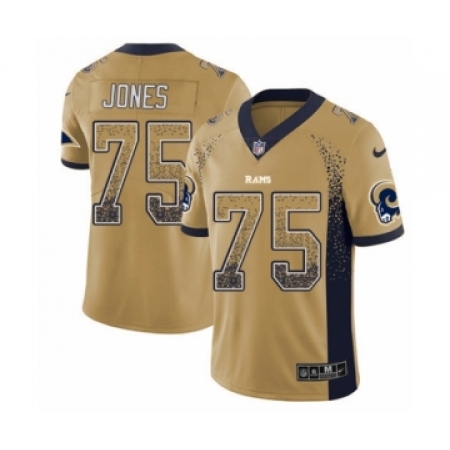 Men's Nike Los Angeles Rams #75 Deacon Jones Limited Gold Rush Drift Fashion NFL Jersey