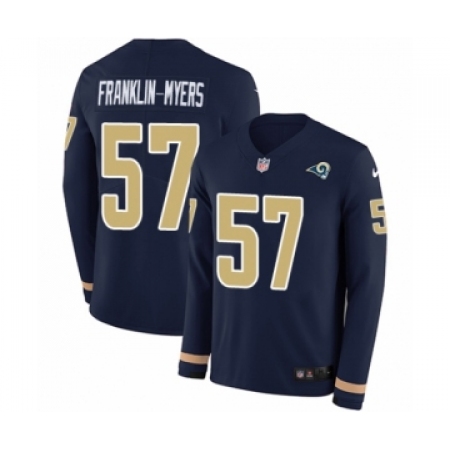 Men's Nike Los Angeles Rams #57 John Franklin-Myers Limited Navy Blue Therma Long Sleeve NFL Jersey