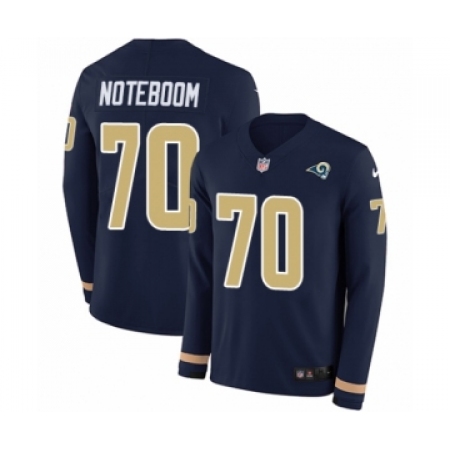 Men's Nike Los Angeles Rams #70 Joseph Noteboom Limited Navy Blue Therma Long Sleeve NFL Jersey