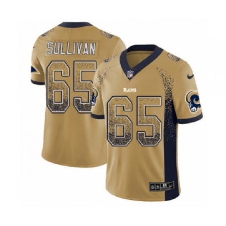 Men's Nike Los Angeles Rams #65 John Sullivan Limited Gold Rush Drift Fashion NFL Jersey