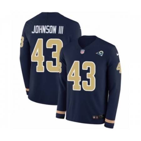 Men's Nike Los Angeles Rams #43 John Johnson Limited Navy Blue Therma Long Sleeve NFL Jersey