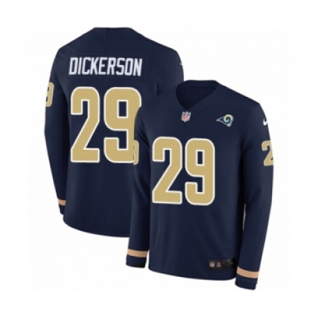 Men's Nike Los Angeles Rams #29 Eric Dickerson Limited Navy Blue Therma Long Sleeve NFL Jersey
