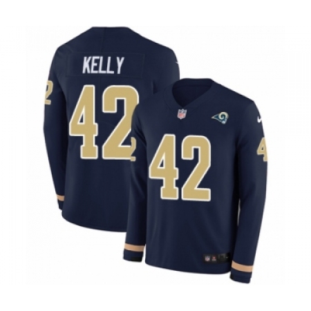 Men's Nike Los Angeles Rams #42 John Kelly Limited Navy Blue Therma Long Sleeve NFL Jersey