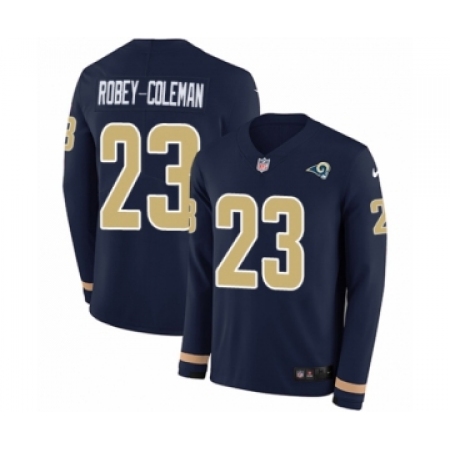 Men's Nike Los Angeles Rams #23 Nickell Robey-Coleman Limited Navy Blue Therma Long Sleeve NFL Jersey