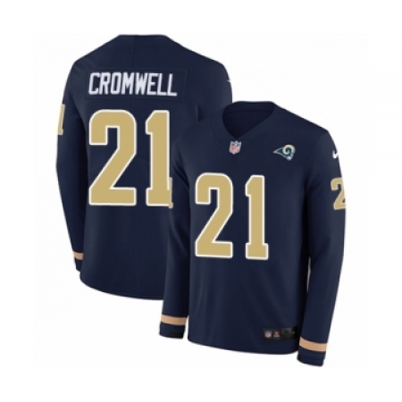 Men's Nike Los Angeles Rams #21 Nolan Cromwell Limited Navy Blue Therma Long Sleeve NFL Jersey