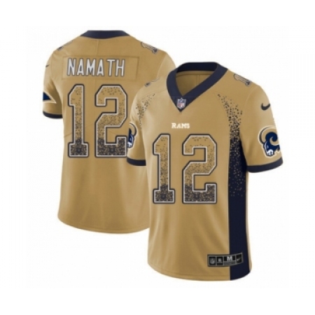 Men's Nike Los Angeles Rams #12 Joe Namath Limited Gold Rush Drift Fashion NFL Jersey
