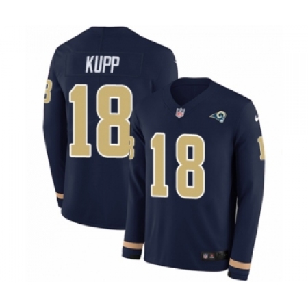 Men's Nike Los Angeles Rams #18 Cooper Kupp Limited Navy Blue Therma Long Sleeve NFL Jersey