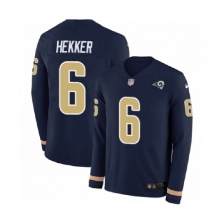 Men's Nike Los Angeles Rams #6 Johnny Hekker Limited Navy Blue Therma Long Sleeve NFL Jersey