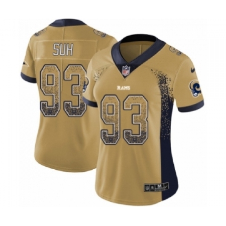 Women's Nike Los Angeles Rams #93 Ndamukong Suh Limited Gold Rush Drift Fashion NFL Jersey