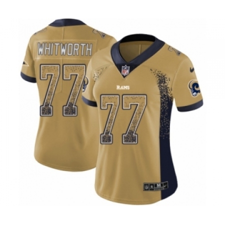 Women's Nike Los Angeles Rams #77 Andrew Whitworth Limited Gold Rush Drift Fashion NFL Jersey