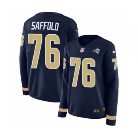 Women's Nike Los Angeles Rams #76 Rodger Saffold Limited Navy Blue Therma Long Sleeve NFL Jersey