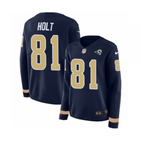 Women's Nike Los Angeles Rams #81 Torry Holt Limited Navy Blue Therma Long Sleeve NFL Jersey