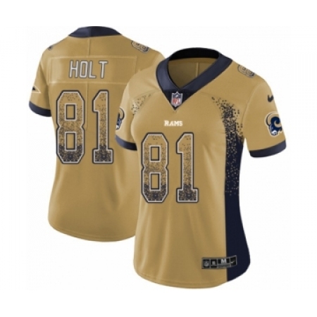 Women's Nike Los Angeles Rams #81 Torry Holt Limited Gold Rush Drift Fashion NFL Jersey
