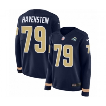 Women's Nike Los Angeles Rams #79 Rob Havenstein Limited Navy Blue Therma Long Sleeve NFL Jersey